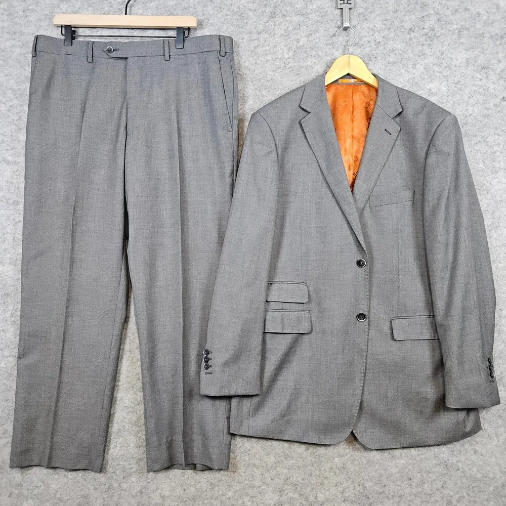 Bianco Berioni Vitale Barberis‎ Canonico Gray 2-Pc Suit Wool/Silk 44L 38x29.5